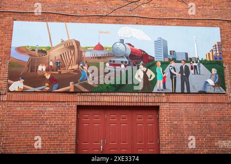 Murale di Resurgo nel centro di Moncton, New Brunswick, Canada Foto Stock