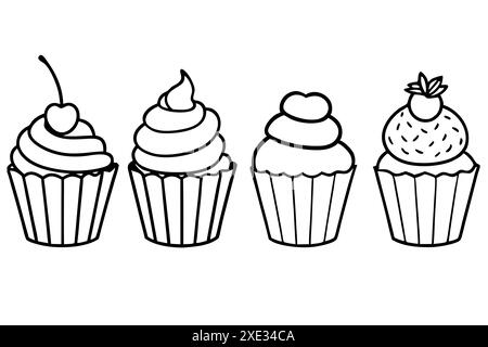 Compilazione disegno stilizzato per torte Illustrazione Vettoriale