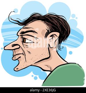 Illustrazione caricatura profilo uomo Foto Stock