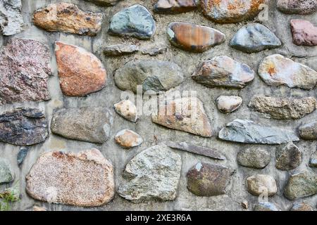 Primo piano del muro di pietra testurizzato a Sunken Gardens, Indiana Foto Stock