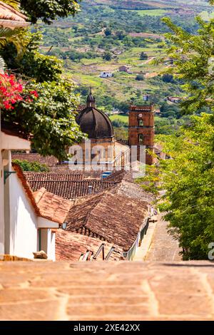 Città storica di Barichara, splendida architettura coloniale nella città più bella della Colombia. Foto Stock