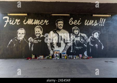 Graffittis al Waldstadion di Francoforte Foto Stock