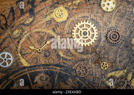 Background Vintage Time - concetto per età, calendario, timer Foto Stock