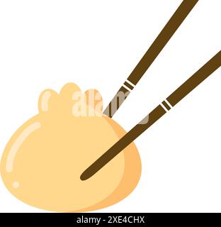 Vettore di illustrazione del panino di vapore cinese. Illustrazione dei vettori alimentari asiatici. Baozi o bao è cibo cinese. Illustrazione Vettoriale