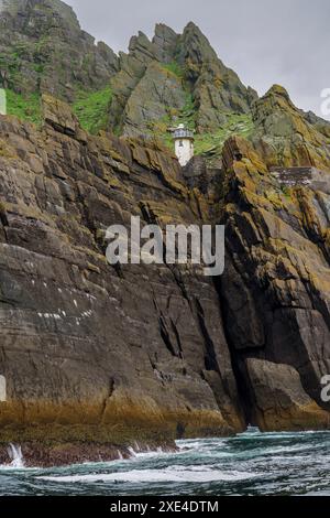 Faro Skellig Michael Lower Foto Stock