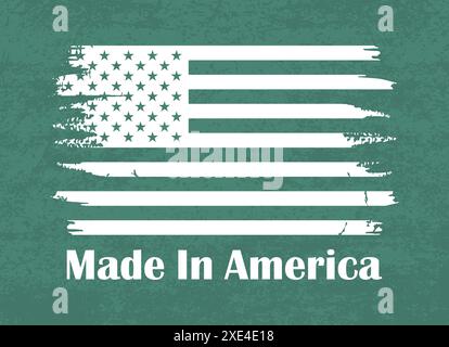 Made in America with the Flag, etichette Made in America, logo Made in America, silhouette bandiera usa Illustrazione Vettoriale