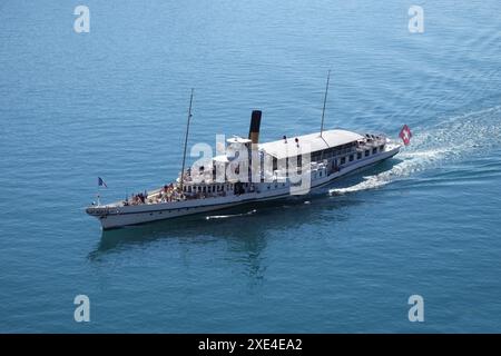 Battello a vapore sul lago di Ginevra Foto Stock