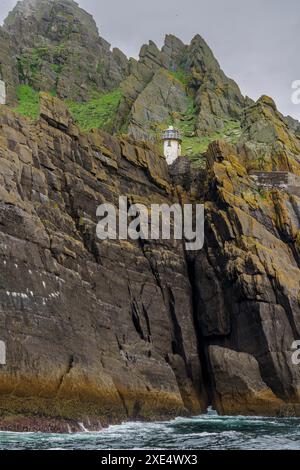 Faro Skellig Michael Lower Foto Stock