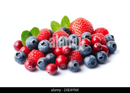 Bacca dolce. Lampone, fragole, mirtilli rossi e mirtilli. Foto Stock