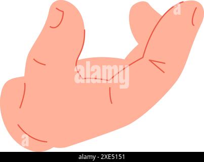 Mano maschile aperta sul palmo che mostra la tenuta che dà il gesto richiesto immagine piatta del vettore dell'icona del gesto. Cartone animato umano braccio allungato pregare aiuta a sostenere AS Illustrazione Vettoriale