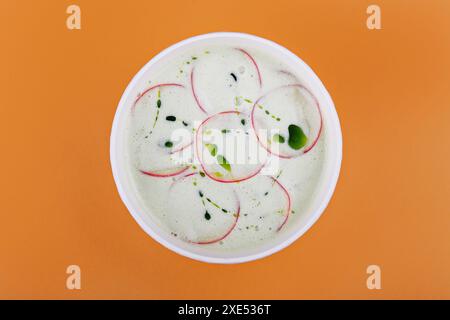 Zuppa fredda di yogurt estivo con ravanello Foto Stock