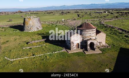 16 gennaio 2024 Italia, Sardegna, Oristano, Fordongianus, Casa Aragonese, esempio di architettura sarda con influenze spagnole chiesa campidano Foto Stock