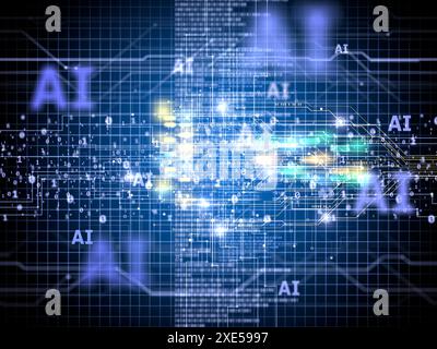Spazio di analisi che circonda l'intelligenza artificiale Foto Stock