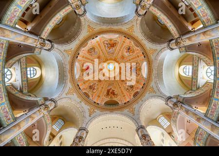 Chiesa luterana barocca di nostra Signora, vista interna della cupola, Dresda, Sassonia, Germania Foto Stock