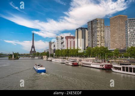 Parigi Francia, skyline della città presso la Torre Eiffel e la Senna Foto Stock