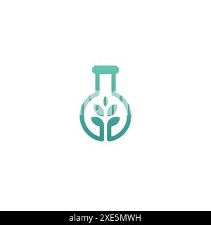 Labs Growth Logo Vector. Illustrazione del vettore naturalistico del laboratorio Illustrazione Vettoriale