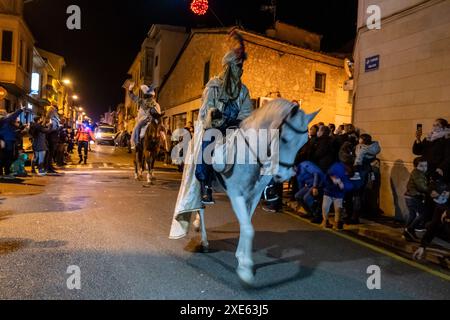 Parata dei tre Re in Llucmajor Street Foto Stock