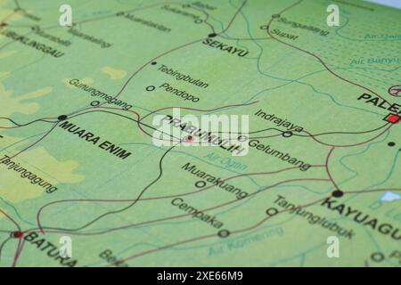 Mappa di Prabumulih City, è una città nella Provincia di Sumatra meridionale, Indonesia Foto Stock