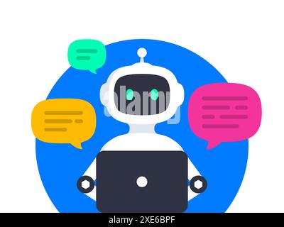 Concetto di chatbot con bolle vocali Illustrazione Vettoriale