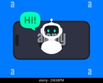 Concetto di chatbot su smartphone Illustrazione Vettoriale
