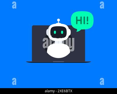 Concetto di chatbot su notebook Illustrazione Vettoriale