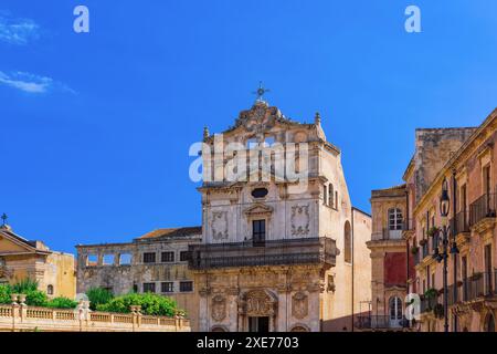 Ortygia Santa Lucia alla Badia Chiesa cattolica barocca sconsacrata, Siracusa, Sicilia, Italia, Mediterraneo, Europa Foto Stock