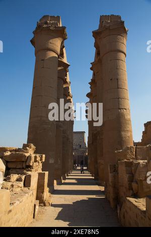 Colonnato di Amenofi III, tempio di Luxor, sito patrimonio dell'umanità dell'UNESCO, Luxor, Egitto, Nord Africa, Africa Foto Stock