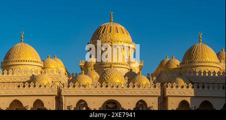 Vista della Moschea al Mina durante l'ora d'oro, Hurghada, Governatorato del Mar Rosso, Egitto, Africa, nord Africa, Africa Foto Stock