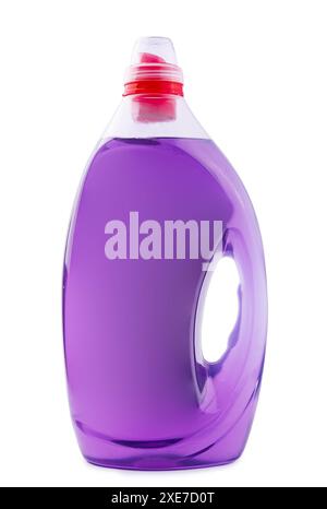 Flacone di detergente in plastica viola o ammorbidente per tessuti Foto Stock