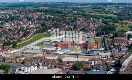 Wakefield Prison veduta aerea del complesso carcerario di Wakefield, West Yorkshire Foto Stock