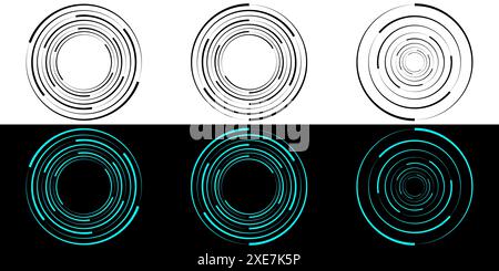 Linee dell'illusione di transizione dinamica in un cerchio. Illustrazione Vettoriale