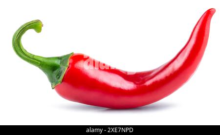 Peperoncino rosso caldo isolato su fondo bianco. Tracciato di ritaglio. Foto Stock