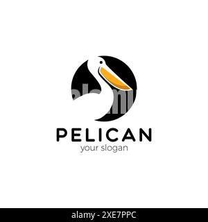 Modello vettoriale dal design astratto con logo Pelican Bird. Icona Pelican Illustrazione Vettoriale