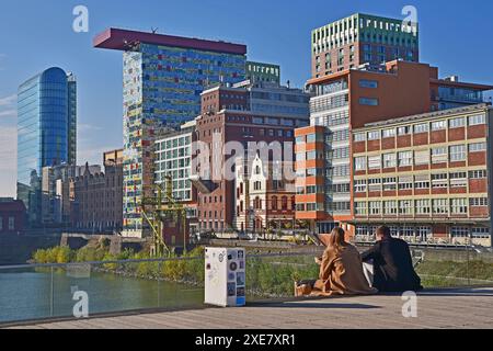 Medienhafen, Harbour, Duesseldorf, NRW, Germania Foto Stock