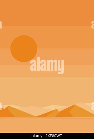 Illustrazione del paesaggio mattutino del deserto arancione. Decorazioni con pareti rocciose e vettoriali boho. I contrafforti di West Mitten Illustrazione Vettoriale