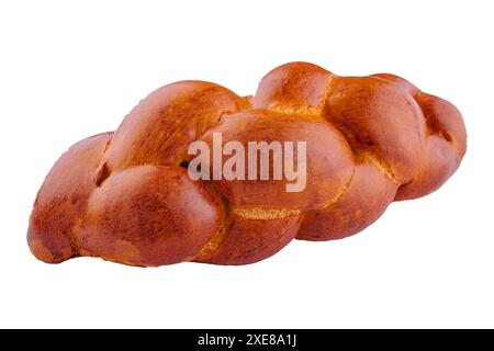 Pane ebreo Challah isolato su bianco Foto Stock