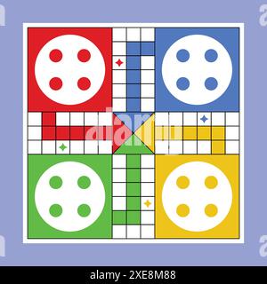 Icona vettore di gioco Ludo. Classico gioco da tavolo per famiglie LUDO Icon. Vettore scheda Ludo. Dadi Ludo Illustrazione Vettoriale