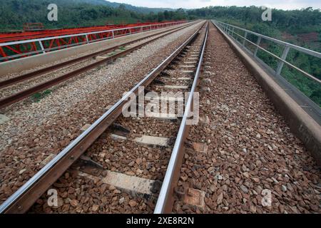 2009 novembre 28, Bandung, Indonesia: Prospettiva delle ferrovie. Foto Stock