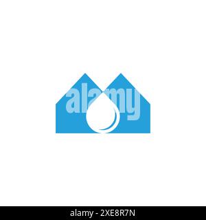 Modello vettoriale dell'icona del logo della goccia d'acqua astratta. Il concetto di casa sull'acqua colorata. Illustrazione Vettoriale