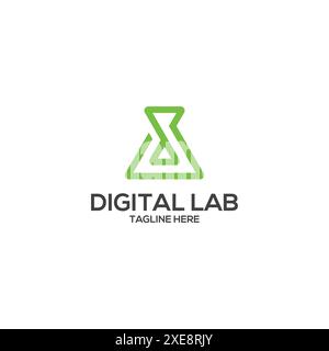 Modello di logo Digital Lab. Design vettoriale per fiasche chimiche. d letter lab logo Illustrazione Vettoriale