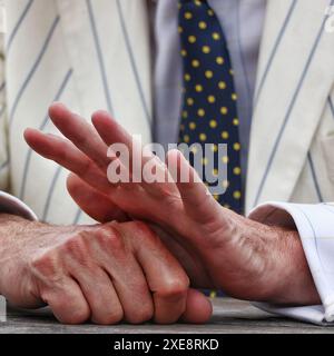 Trago Mills, Newton Abbot, Devon, Regno Unito. 24 giugno 2024. Elezioni generali 2024: Evento per la campagna Reform UK con Nigel Farage a Trago Mills, Newton Abbot, Devon. Crediti: Nidpor/Alamy Live News Foto Stock