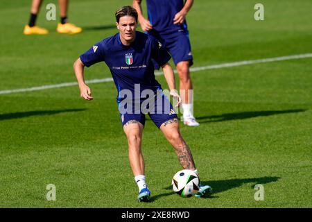 Iserlohn, Germania. 26 giugno 2024. L'italiano Nicolo fagioli durante la sessione di allenamento al campo base di Iserlohn il 26 giugno 2024, UEFA Euro 2024, Iserlohn, Germania - Sport - calcio . (Foto di Fabio Ferrari/LaPresse) credito: LaPresse/Alamy Live News Foto Stock