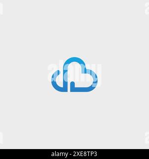 Modello logo Cloud Love Design Vector. Forma a nuvola con l'icona dell'amore Illustrazione Vettoriale