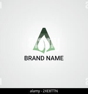 Moderna lettera astratta A elementi del modello di design del logo ecologico. Alfabeto Una lettera lascia il vettore dell'icona. Illustrazione Vettoriale
