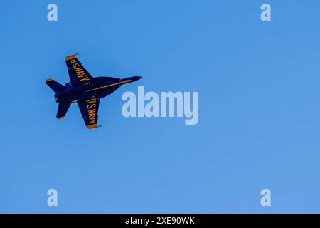 I Blue Angels si alzano in precisione: Pratica di formazione pre-stagionale presso il Naval Air Field El Centro Foto Stock