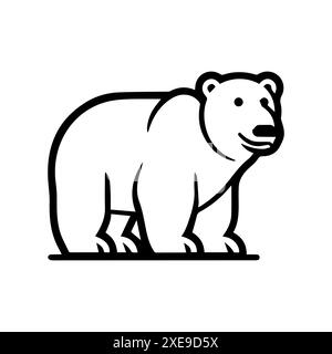 icona dell'orso polare o simbolo di linea moderna. Grafica a linee vettoriali e design a icone con un contorno audace. Simbolo minimalista Pixel Perfect in bianco e nero isolato W. Illustrazione Vettoriale