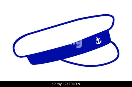 Simbolo del cappello del capitano, icona silhouette semplice Illustrazione Vettoriale