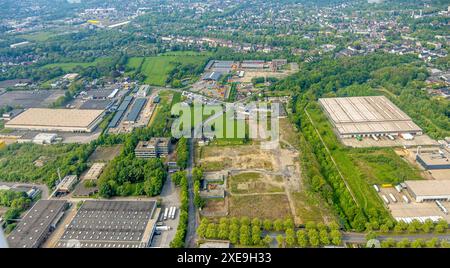 Vista aerea, terreni a riposo nella zona industriale di Südstraße, centro di riciclaggio Herne, sopra l'autorità di immatricolazione e patente di guida, città o Foto Stock