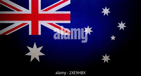 Bandiera australiana stampata su un foglio di carta. Foto Stock
