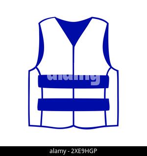 Simbolo del gilet di sicurezza, icona di silhouette piatta dallo stile semplice Illustrazione Vettoriale